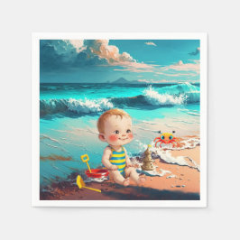 Baby Boy am Strand Serviette