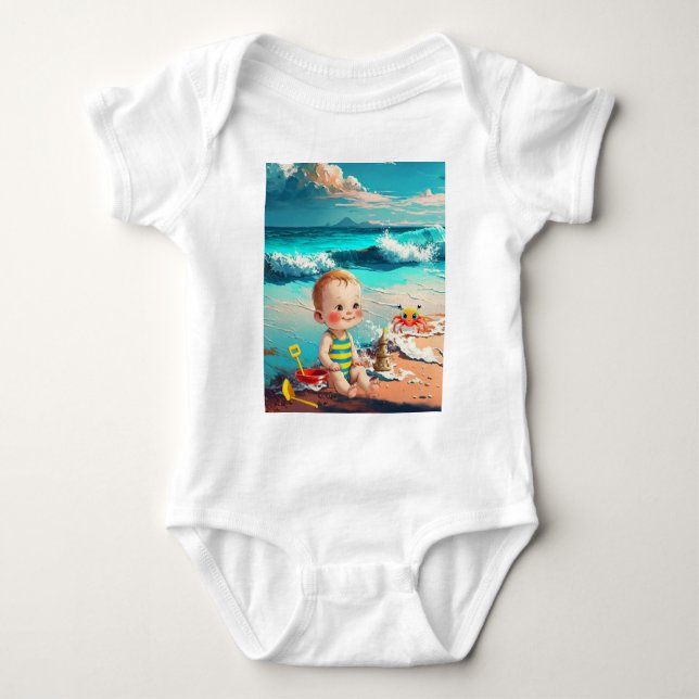 Baby Boy am Strand Strampler (Vorderseite)