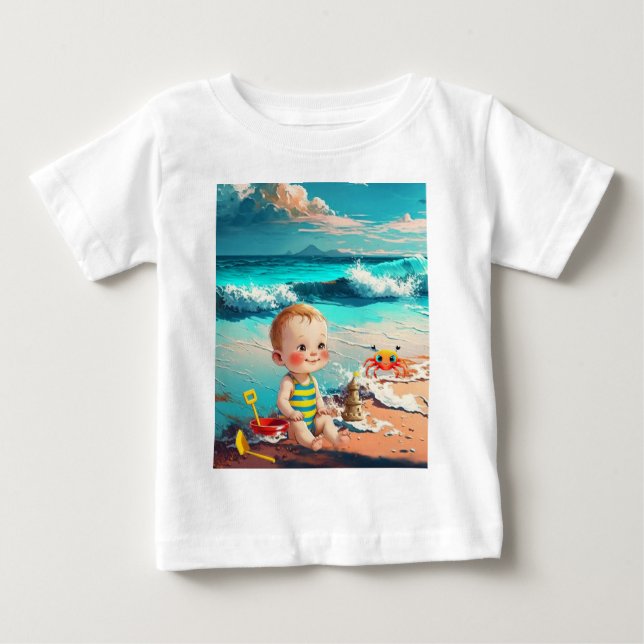 Baby Boy am Strand T-shirt (Vorderseite)
