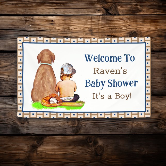 Baby Boy and Dog Baseball Themed Baby Dusche Banner (Von Creator hochgeladen)