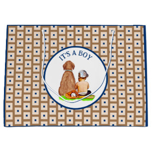 Baby Boy and Dog Baseball Themed Baby Dusche Große Geschenktüte