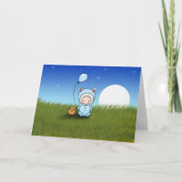 Baby Boy and Owl Geburtstagskarte