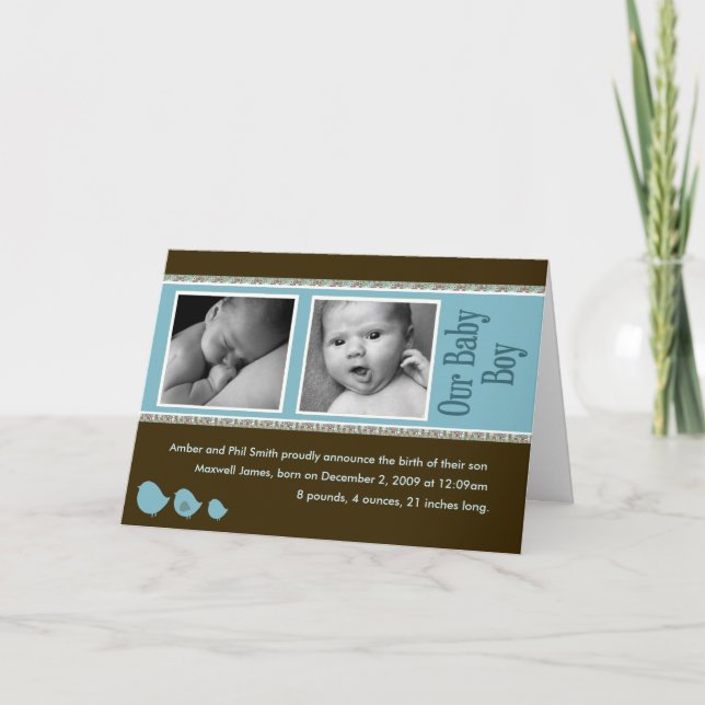 Baby Boy Announctions Card Ankündigung (Vorderseite)