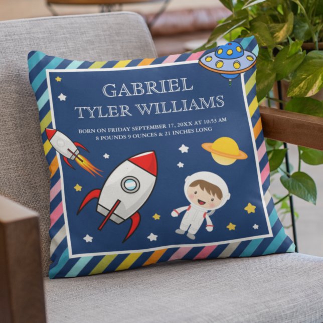 Baby Boy Astronaut Outer Space Rocket Geburtsstund Kissen (Von Creator hochgeladen)