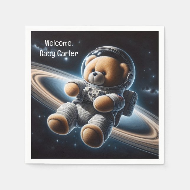Baby Boy Astronaut Teddy Bear Serviette (Vorderseite)