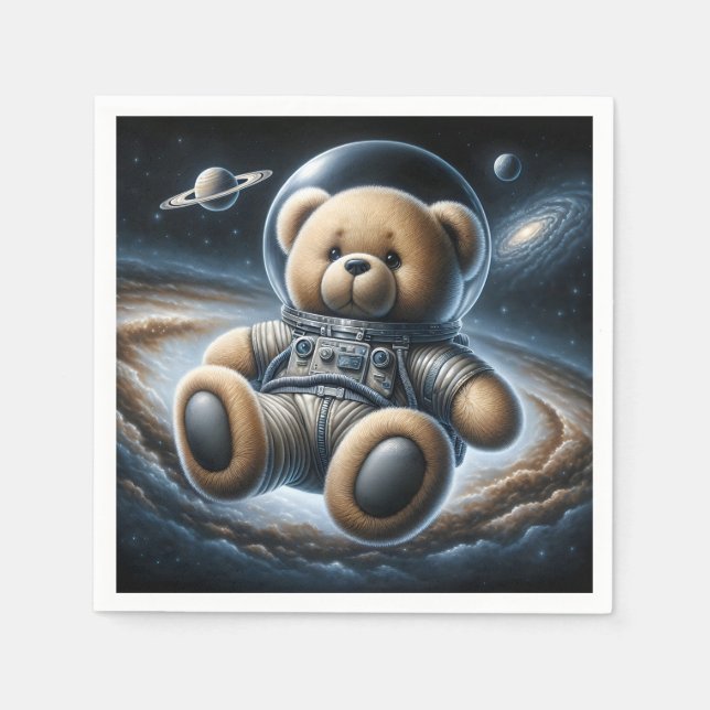 Baby Boy Astronaut Teddy Bear Serviette (Vorderseite)