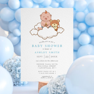 Baby Boy auf Wolke Cute Baby Shower Einladung