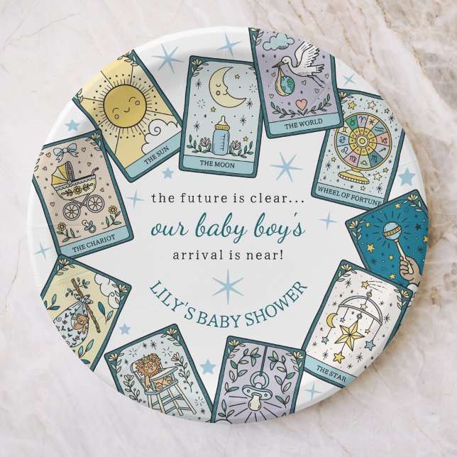 Baby Boy Baby Dusche Tarot Karten Zukunftsvorhersa Pappteller (Von Creator hochgeladen)