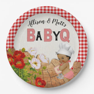 Baby Boy Baby-Party Rot kariert Baby Q Barbeque Pappteller