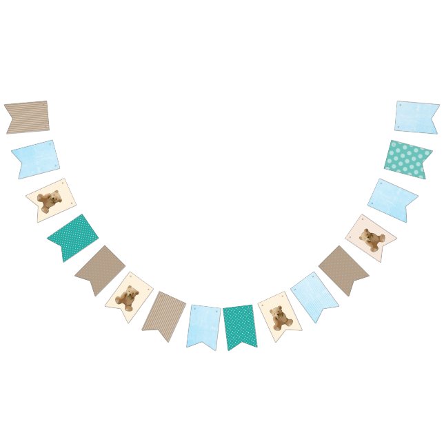 Baby Boy Baby Teddy Bear Party Banner (Alle)