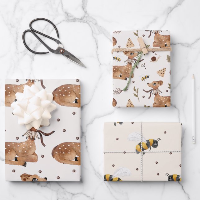 Baby Boy Baby Wild Animal Geschenkpapier Set (Vorderseite)