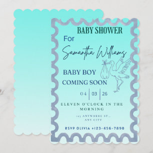Baby Boy Babyparty-Einladung Storch-Thema geschw Einladung
