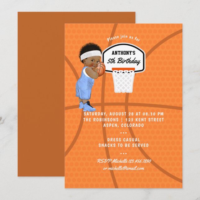 Baby Boy Basketball Geburtstagsparty Einladung (Vorne/Hinten)