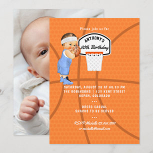 Baby Boy Basketball Geburtstagsparty Foto Einladung