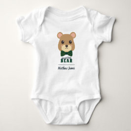 Baby Boy Bear Green & Gold Strampler
