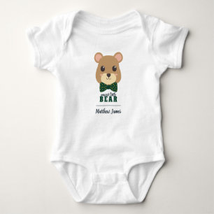 Baby Boy Bear Green & Gold Strampler