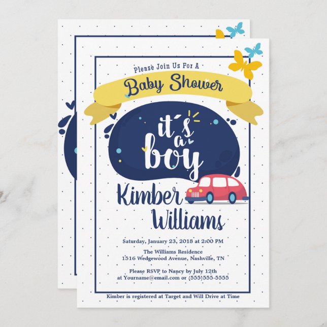 Baby Boy Begrüßungsdusche Einladung (Vorne/Hinten)