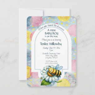 Baby Boy Biene in einer Blumen Dusche Einladung
