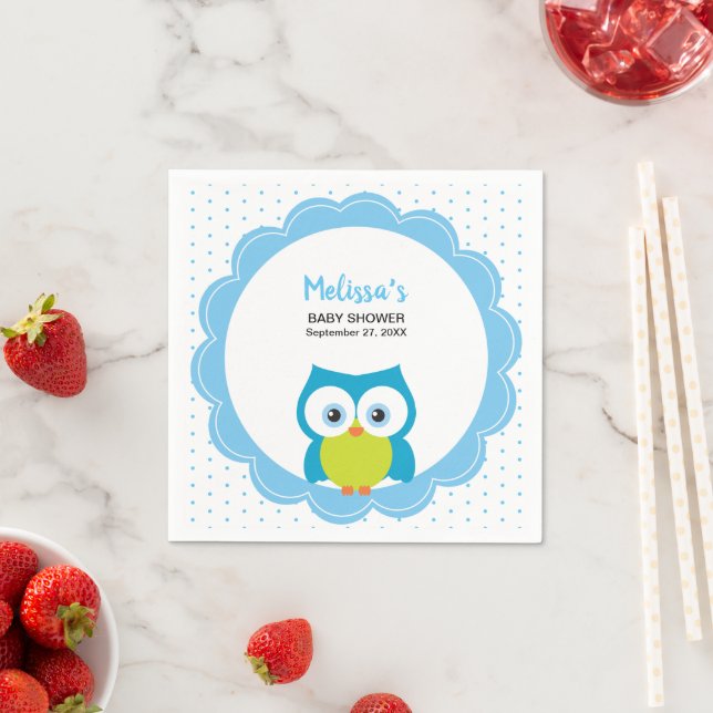 Baby Boy Big Mit Augen Lächeln Owl Party Napkin Serviette (Beispiel)