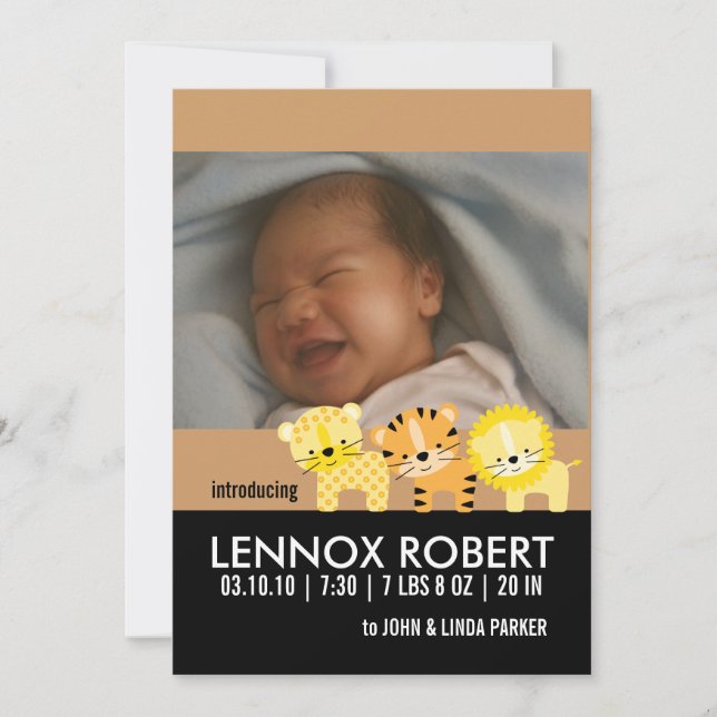 Baby Boy Birth Announcement Foto Cards Ankündigung (Vorderseite)