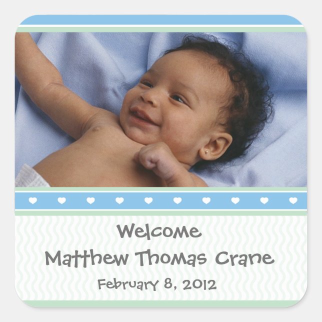 Baby Boy Birth Announcement Sticker (Vorderseite)