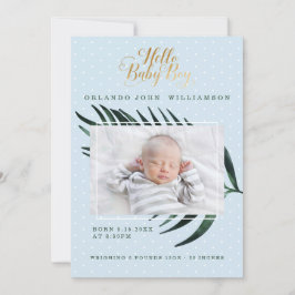 Baby Boy Birth Announcement - Tropical Palm Leaf Ankündigung
