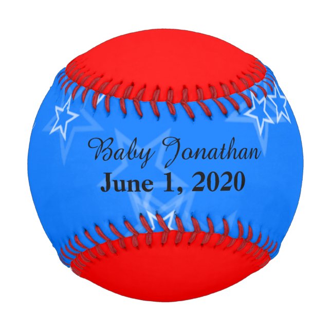 Baby Boy Birth Stats Red White Blue Baseball (Vorderseite)