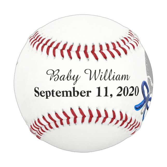 Baby Boy Birth Stats Silver Blue Rattle Baseball (Vorderseite)