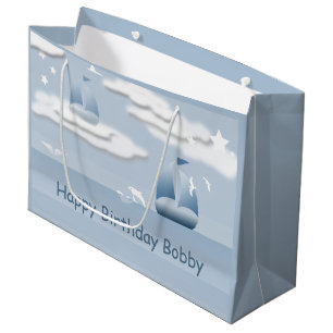 Baby Boy Birthday Sailboat LGB Große Geschenktüte