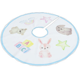 Baby Boy Blocks Bear Rabbit Tiere Weihnachten Polyester Weihnachtsbaumdecke