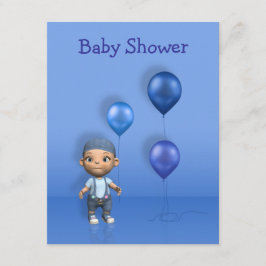 Baby Boy & Blue Balloons - Einladung zur Baby Dusc