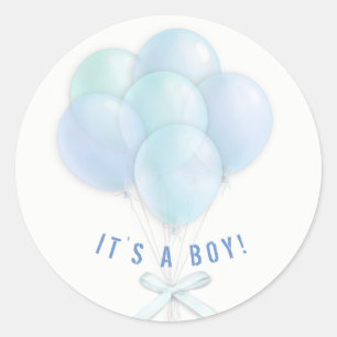 Baby Boy Blue Balloons Runder Aufkleber