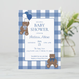 Baby Boy Blue Bärchen Teddybären Babyparty Einladung