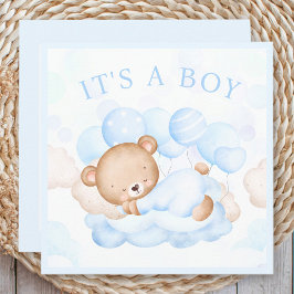 Baby Boy Blue Bear Announccard