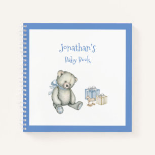 Baby Boy Blue Bear Keepake Personalisiert Baby Boo Notizbuch