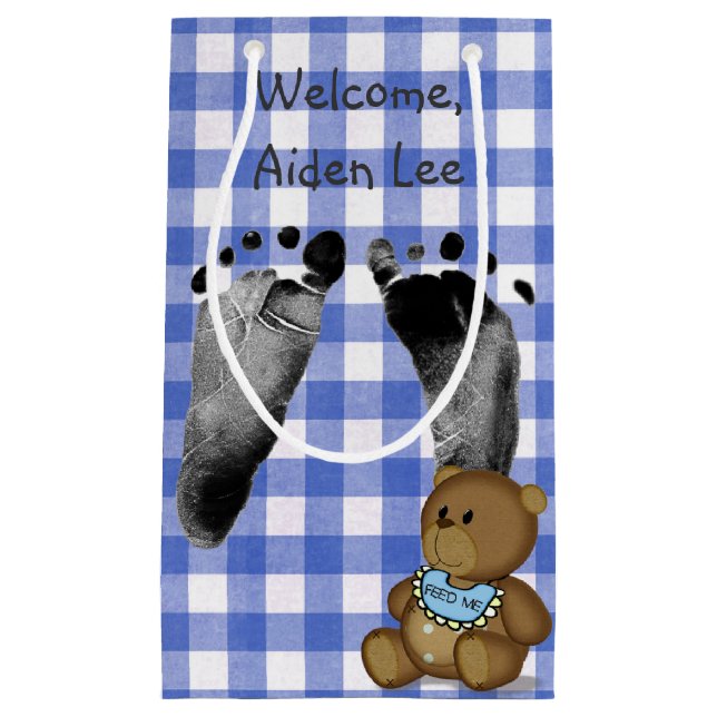 Baby Boy Blue Bear Kleine Geschenktüte (Vorderseite)