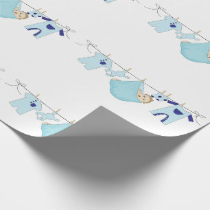 Baby Boy Blue Clothesline Niedlich Wrapping Paper Geschenkpapier