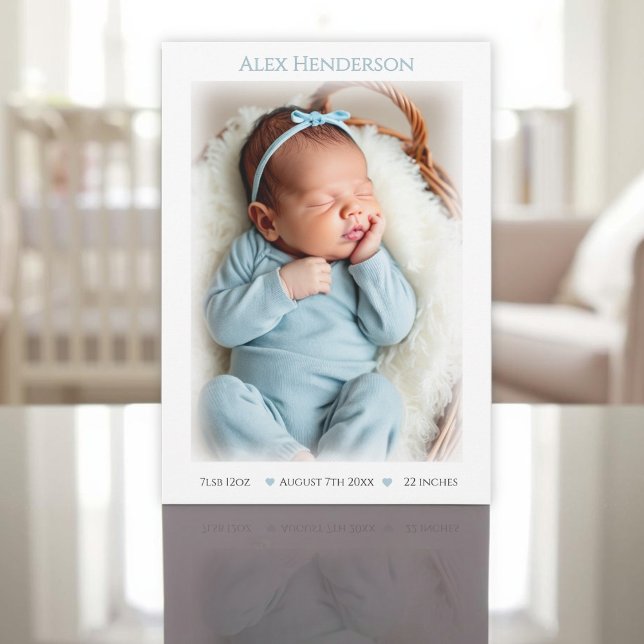 Baby Boy Blue Dotted Birth Announcement Card Ankündigung (Baby Boy Blue Dotted Birth Announcement Card)