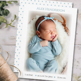 Baby Boy Blue Dotted Birth Announcement Card Ankündigung