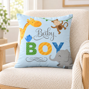 Baby Boy Blue Dschungeltiere-Nursery Kissen