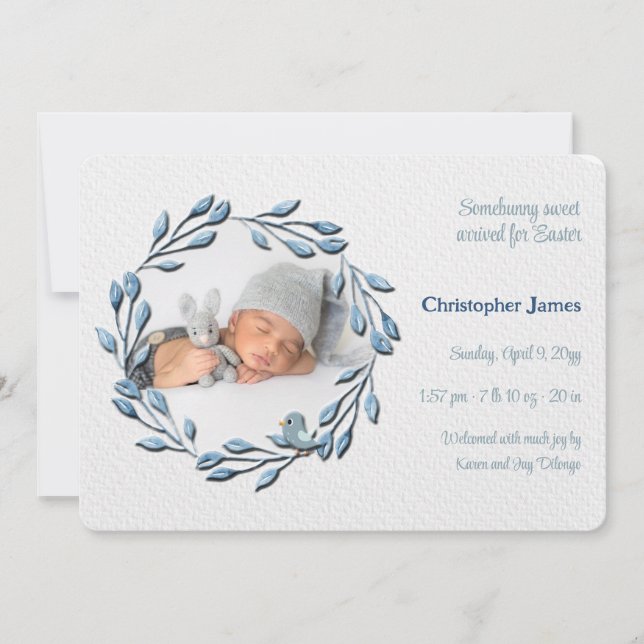 Baby Boy Blue Foto Geburtserklärung Ankündigung (Vorderseite)