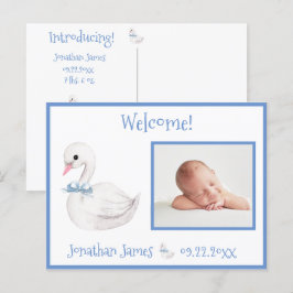 Baby Boy Blue Foto Typografy Name Birth Stats Ankündigungspostkarte