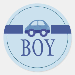 Baby Boy Blue Gender Reveal Party Classic Classic Runder Aufkleber