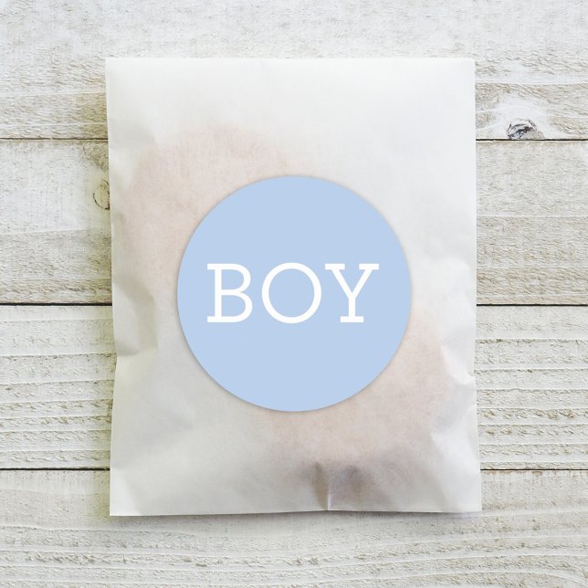 Baby Boy Blue Gender Reveal Party Runder Aufkleber (Von Creator hochgeladen)