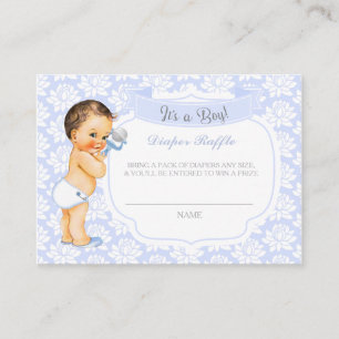 Baby Boy Blue Gray Diaper Raffle Ticket Begleitkarte
