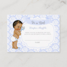 Baby Boy Blue Gray Diaper Raffle Ticket Begleitkarte