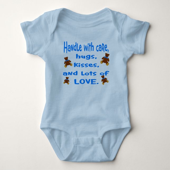 Baby Boy Blue Handy mit Liebe-Outfit Strampler (Vorderseite)