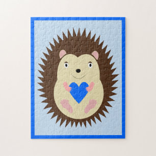 Baby Boy Blue Heart Igel Puzzle