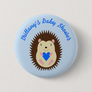 Baby Boy Blue Herz Igel Baby-Party Button