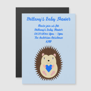 Baby Boy Blue Herz Igel Baby-Party Magneteinladung